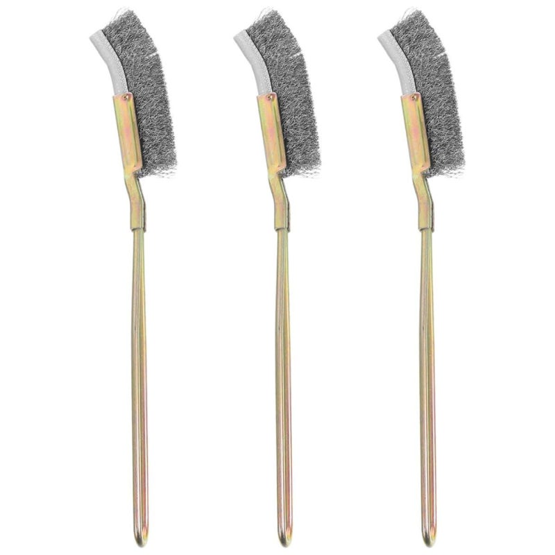 Stainless Steel Wire Brush Set 3pcs Heavy Duty Rust Remover Curved Bristles Industrial Metal Cleaning - Image 2