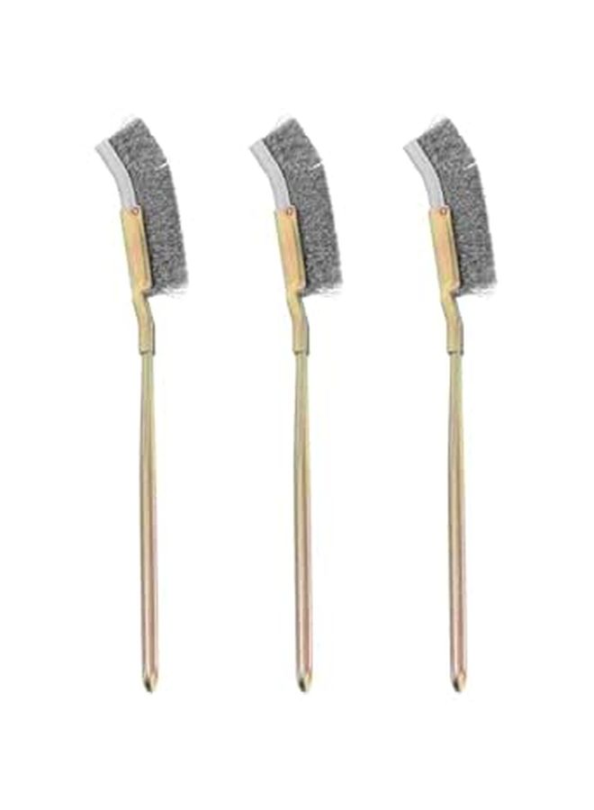 Stainless Steel Wire Brush Set 3pcs Heavy Duty Rust Remover Curved Bristles Industrial Metal Cleaning - Image 1
