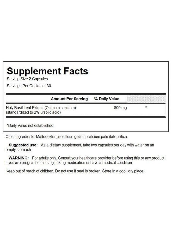 SWANSON مستخلص الريحان المقدس من سوانسون (تولسي) 400 ملليجرام 60 كبسولة - Image 2