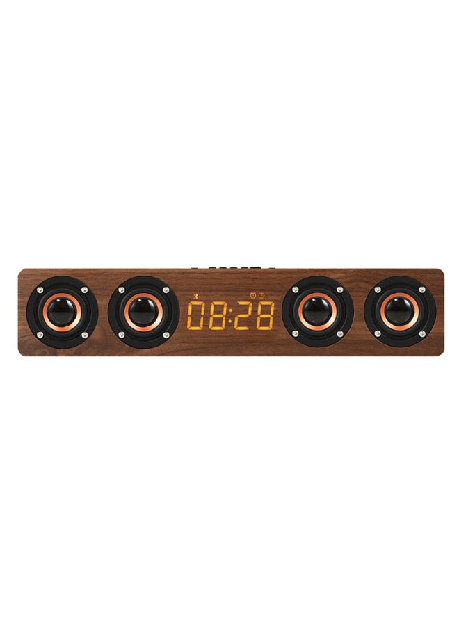 Neutral Wooden Bluetooth Speaker Four-horn Clock Alarm Clock Desktop Heavy Subwoofer Home Long Sound Buller Hifi Big Sound - Image 3