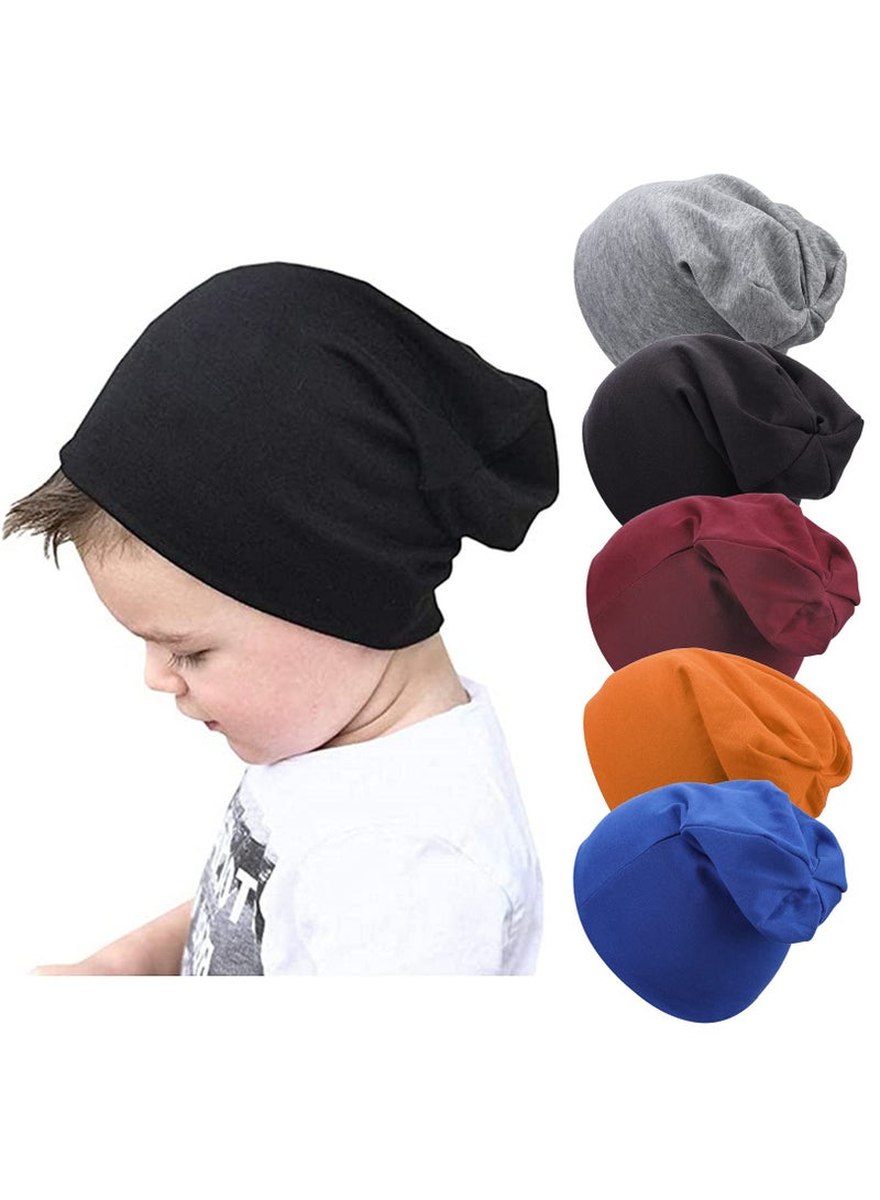 SYOSI 5 Pack Unisex Baby Hats for Kids Cotton Skull Caps Soft Cute Knit Cap Baby Toddler Beanie  - Image 1