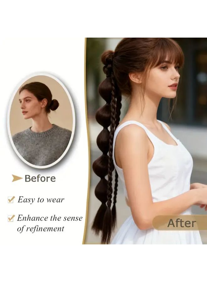 إكسسوارات الشعر المضفرة بطريقة ذيل الحصان الفقاعي على نمط Y2K، بطول 18 بوصة، للسيدات - Image 2