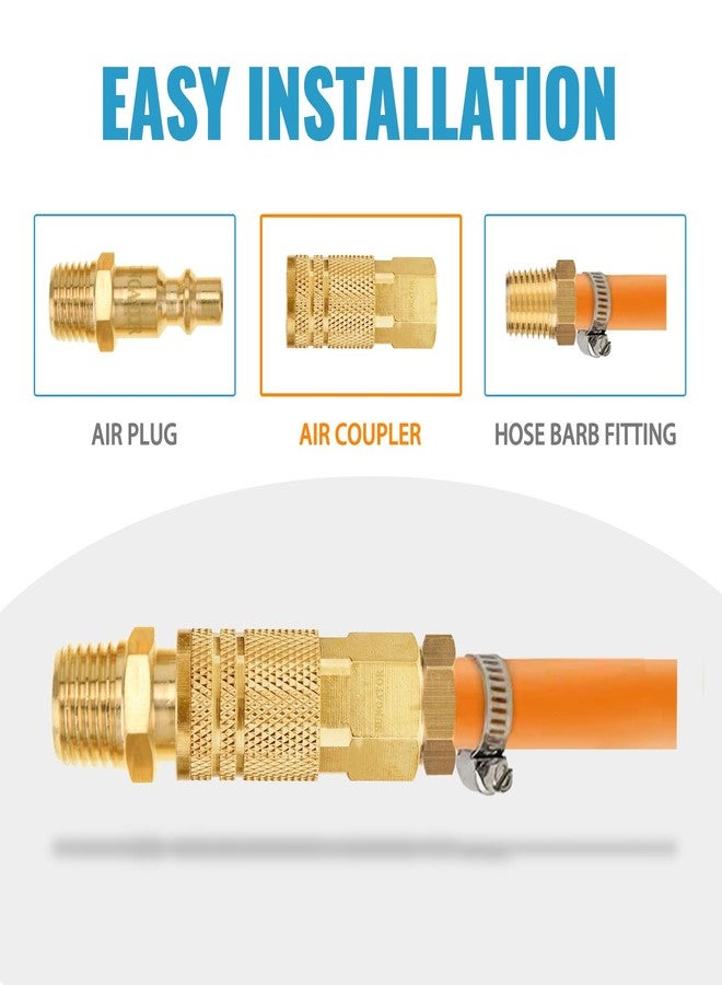 SUNGATOR وصلات خرطوم هواء SUNGATOR مقاس 1/4 بوصة، قطعتان من وصلات NTP الصناعية النحاسية مقاس 1/4 بوصة، وصلات توصيل سريعة لخط الهواء مقاس 1/4 بوصة، مجموعة ملحقات إصلاح خرطوم الضاغط، وصلات NTP مقاس 1/4 بوصة - Image 5