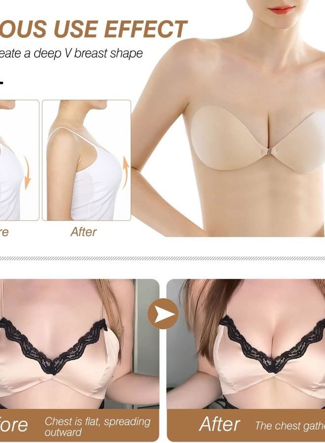 queensecret Adhesive Bra, Push up Strapless Self Adhesive Bra, Invisible Silicone Bra for Backless Dress, Nude, 36C - Image 4