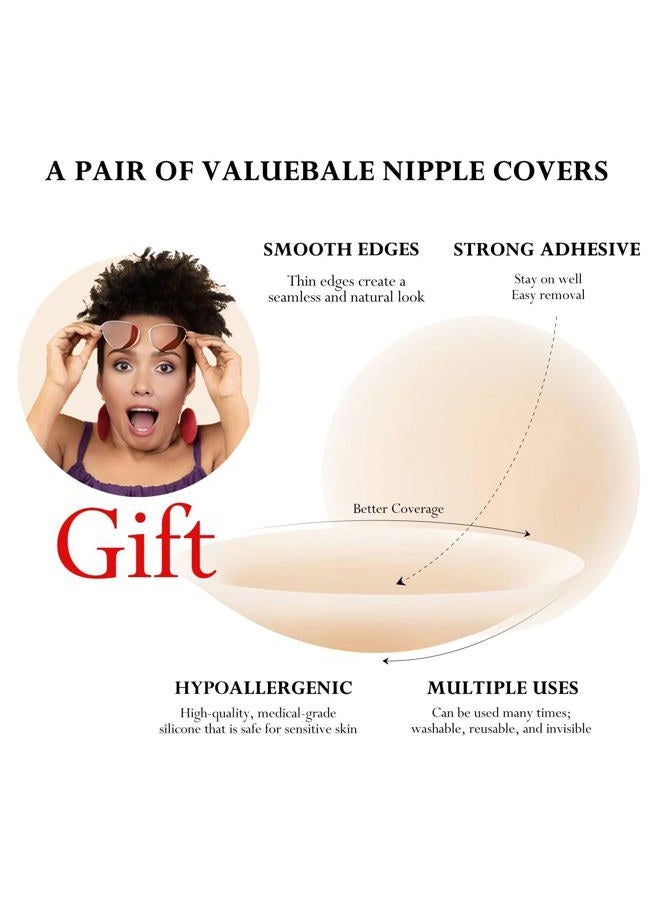 queensecret Adhesive Bra, Push up Strapless Self Adhesive Bra, Invisible Silicone Bra for Backless Dress, Nude, 36C - Image 5