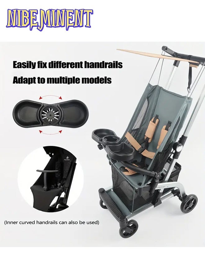 NIBEMINENT عربة متعددة الوظائف لحمل الوجبات مع مشابك مزدوجة لوضع الزجاجات والوجبات الخفيفة بسهولة، مثالية للسفر - Image 4