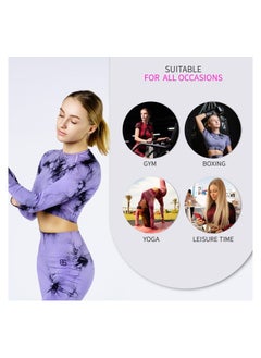 Bernessi Nylon Tie Dye Long Sleeve Crop Top with Round Neck Women's Cropped T Shirt for Workout Yoga Running Exercise Textured Dusty Rose Print  - Image 5