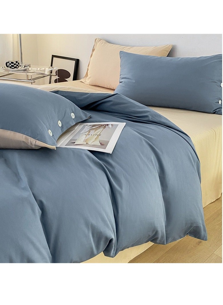AROAQ Bed Cover Set, Soft Luxurious Pure Bedsheet Set, Long-staple Cotton Simple Solid Color Bed Sheet Quilt Cover Bedding Twill Cotton Set, (milkshake white, 1.5m bed sheet four-piece set)  - Image 2