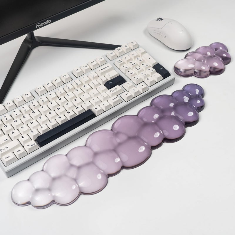 Sumgsn Ergonomic Cloud Silicone Gel Keyboard and Mouse Wrist Rest Set â€“ Clear Wrist Rest for Computer Keyboard 60%/68%/75%, Comfort & Support for Typing and Gaming (Grey Purple) - Image 4
