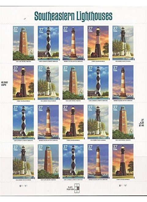 2003 Southeastern Lighthouses 3791A Pane Of 20 X 37 Cents Us Postage Stamps