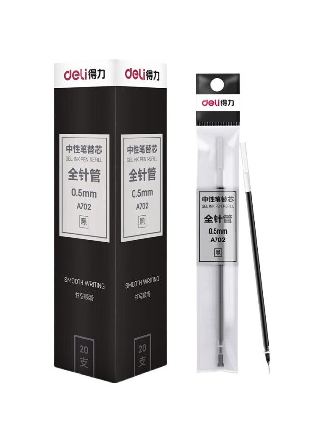 Deli 0.5Mm Full Needle Tube Black Gel Pen Refills, Student Office Pen Refills, Signature Pen Refills, 20 Pieces/Box - Image 3