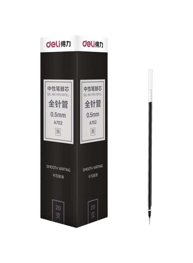 Deli 0.5Mm Full Needle Tube Black Gel Pen Refills, Student Office Pen Refills, Signature Pen Refills, 20 Pieces/Box - Image 1