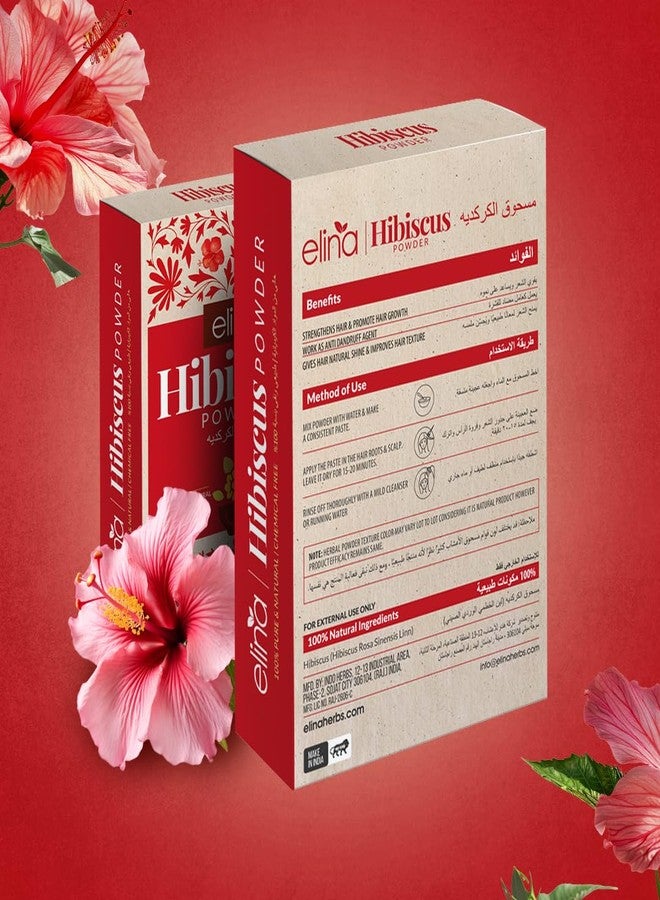 Elina Hibiscus Powder for Hair Growth 200Gm (100g x 2)| Pure & Natural Gudhal Flower Powder for Hair Care | Herbal Hair Pack for Grey Hair Treatment,Dry Scalp and Fizzy Hair - Image 2
