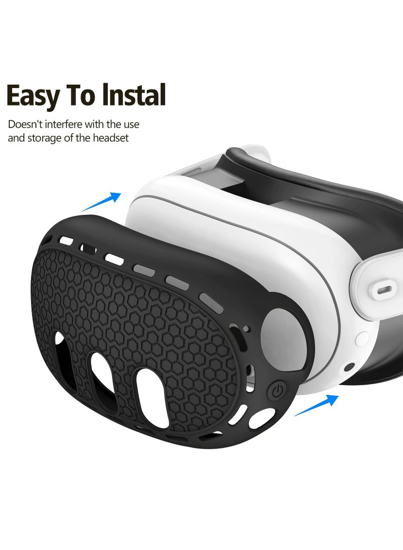 Protective Cover for Oculus/Meta Quest 3S Accessories - Face Cover, VR Shell, Lens Cover, Controller Grip Cover with Knuckle Strap, Disposable Eye Covers, Cleaning Cloth - Full Protection VR Accessories Kit (Black)  - Image 4