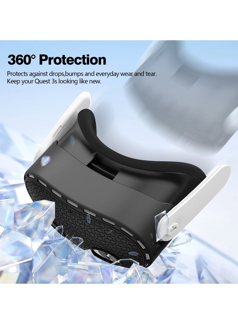 Protective Cover for Oculus/Meta Quest 3S Accessories - Face Cover, VR Shell, Lens Cover, Controller Grip Cover with Knuckle Strap, Disposable Eye Covers, Cleaning Cloth - Full Protection VR Accessories Kit (Black)  - Image 5
