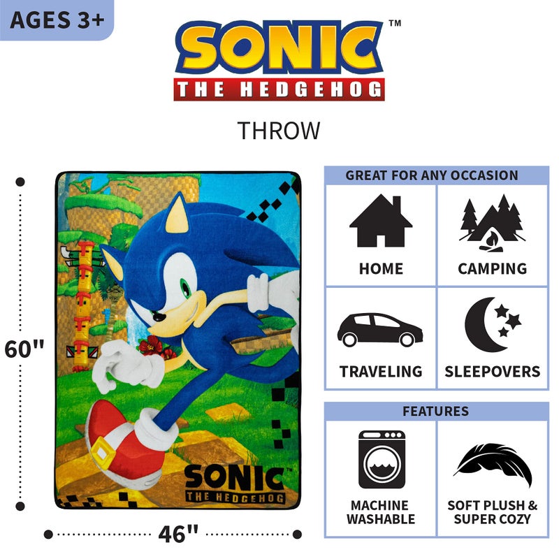 Franco Kids Bedding Super Soft Micro Raschel Throw, 46 in x 60 in, Sonic The Hedgehog, Anime - Image 3