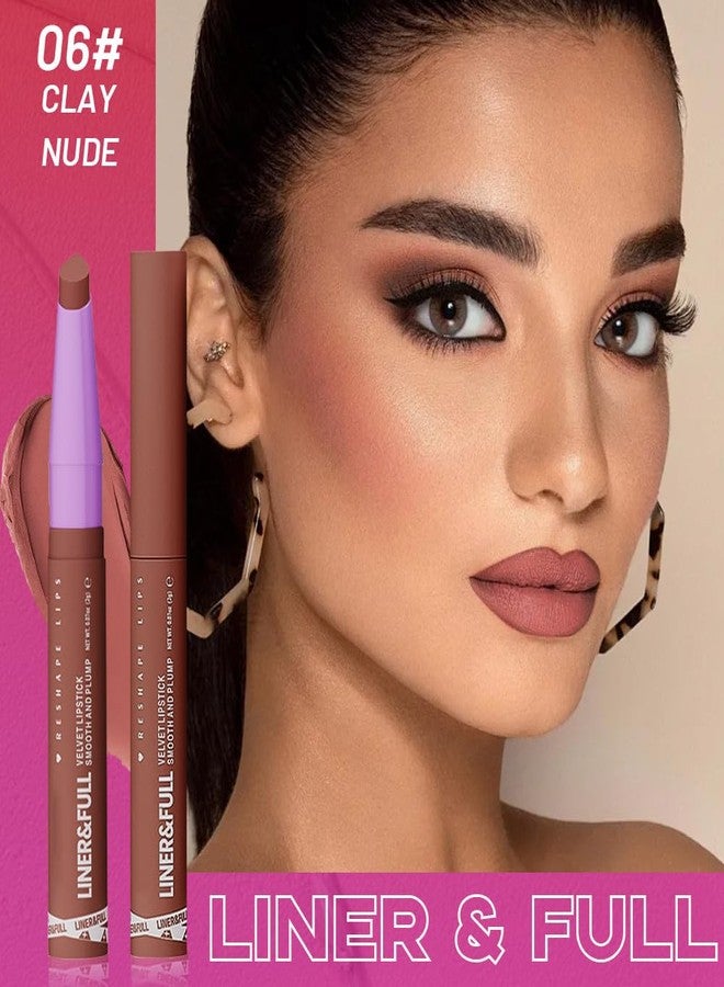 SUAKE 2-IN-1 Lipstick Lipliner, Velvet Matte Finish, Smooth & Plump, 12 Universal Lip Color-Nude Pink Rose Mauve Berry Plum, Creamy Formula for Lip Makeup, All-Day Wear, Cruelty-Free (#06 CLAY NUDE) - Image 2