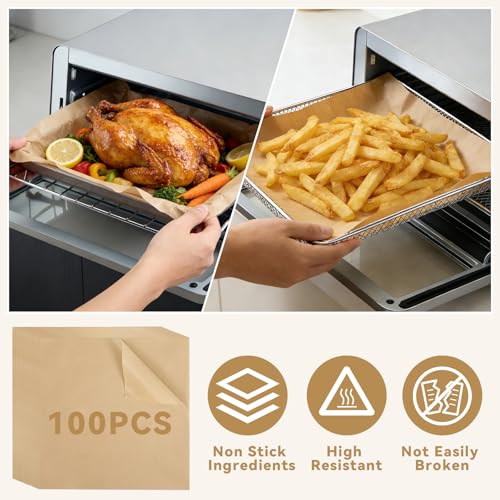 AODPWEN Air Fryer Accessories Compatible with Ninja Flip Air Fryer SP151, Crumb Tray with 4 Oven Liners, 100 PCS Parchment Paper Sheets, Air Fryer Basket and Baking Tray for Ninja Toaster Oven - Image 5