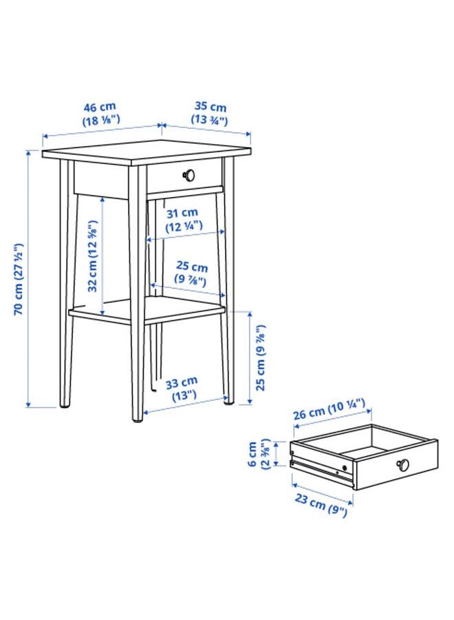 Zaboon Bedside table, white stain, 46x35 cm - Image 5