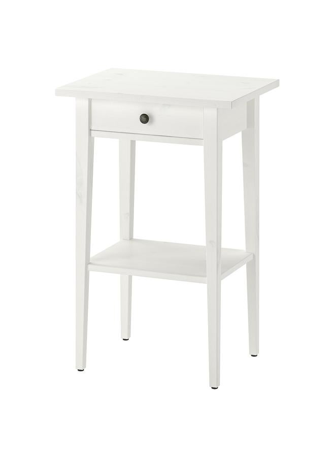 Zaboon Bedside table, white stain, 46x35 cm - Image 1