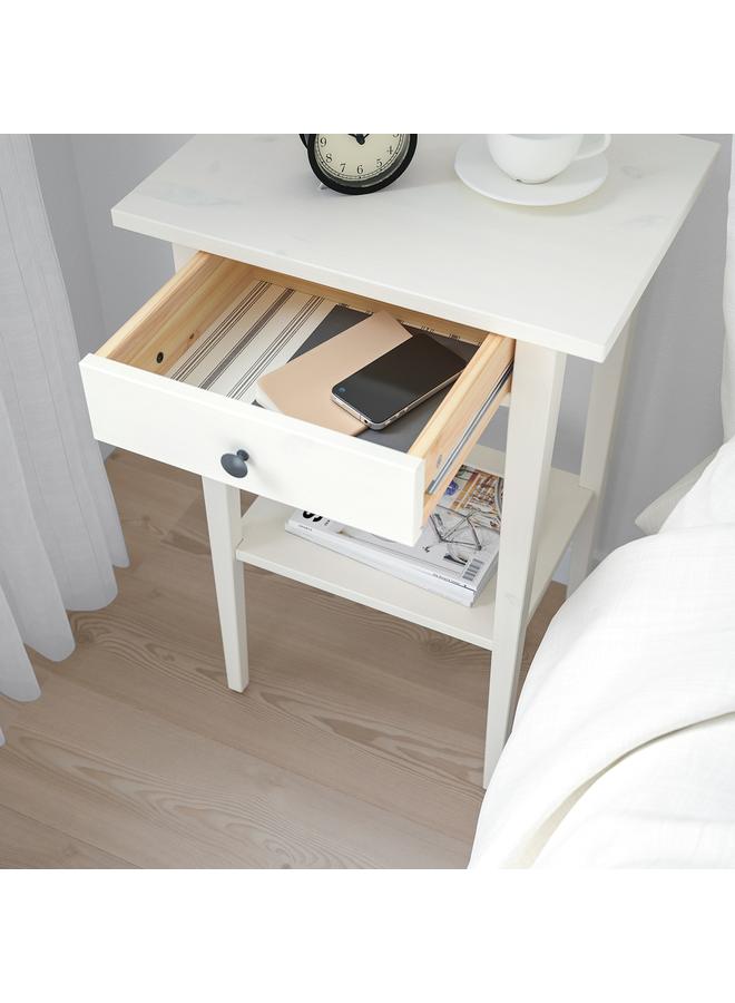 Zaboon Bedside table, white stain, 46x35 cm - Image 3