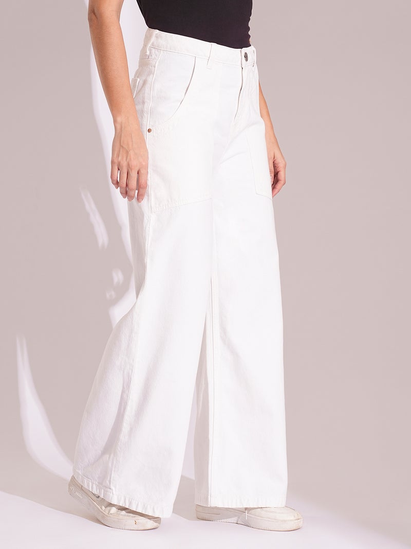 globus Globus Women Cotton High Rise Wide Leg Jeans  - Image 3