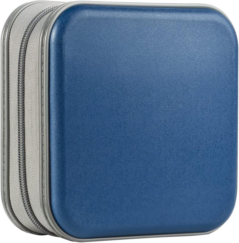 UENTIP CD Case for Car48 Capacity DVD Case Portable Zipper CD Case Holder Large Storage CD Wallet CD Organizer Home Travel Dark Blue 48