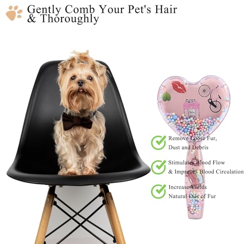 DEEUCHIS Small Dog Brush, Soft Dog Grooming Brush for Shih Tzus, Yorkies, Maltipoos, Maltese, Love Shape Puppy Massaging Pet Hair Brush, Cat Brush, for Small Dogs Cats of All Hair Types (Rose Pink) - Image 3