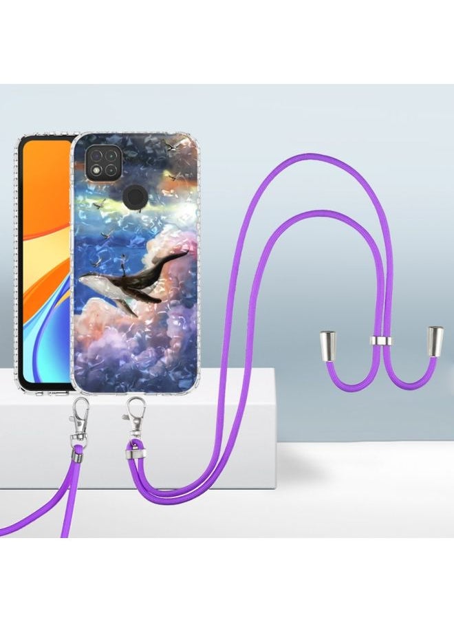HuHa Case Cover For Xiaomi Redmi 9C / 9 Indian 2.0mm Airbag Shockproof TPU Phone Case with Lanyard Whale 
