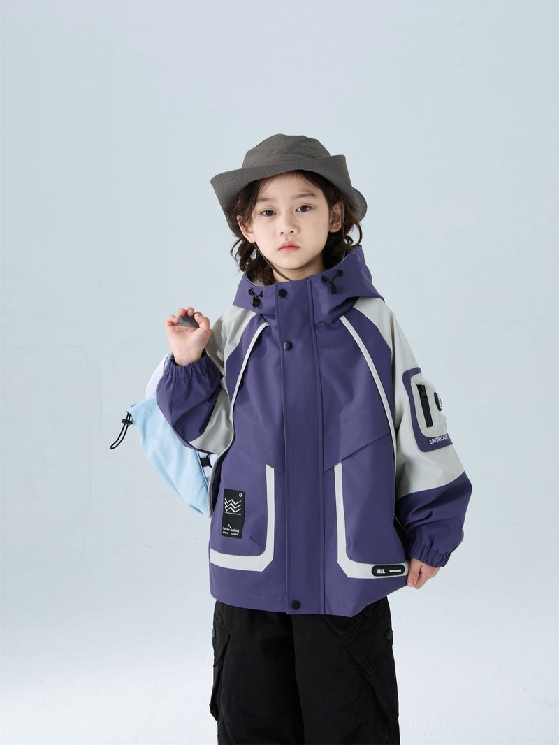 Boys' Coat New Boys' Trendy Stitching Top For Big Boys And Boys Hooded Russo Trendy - Image 5