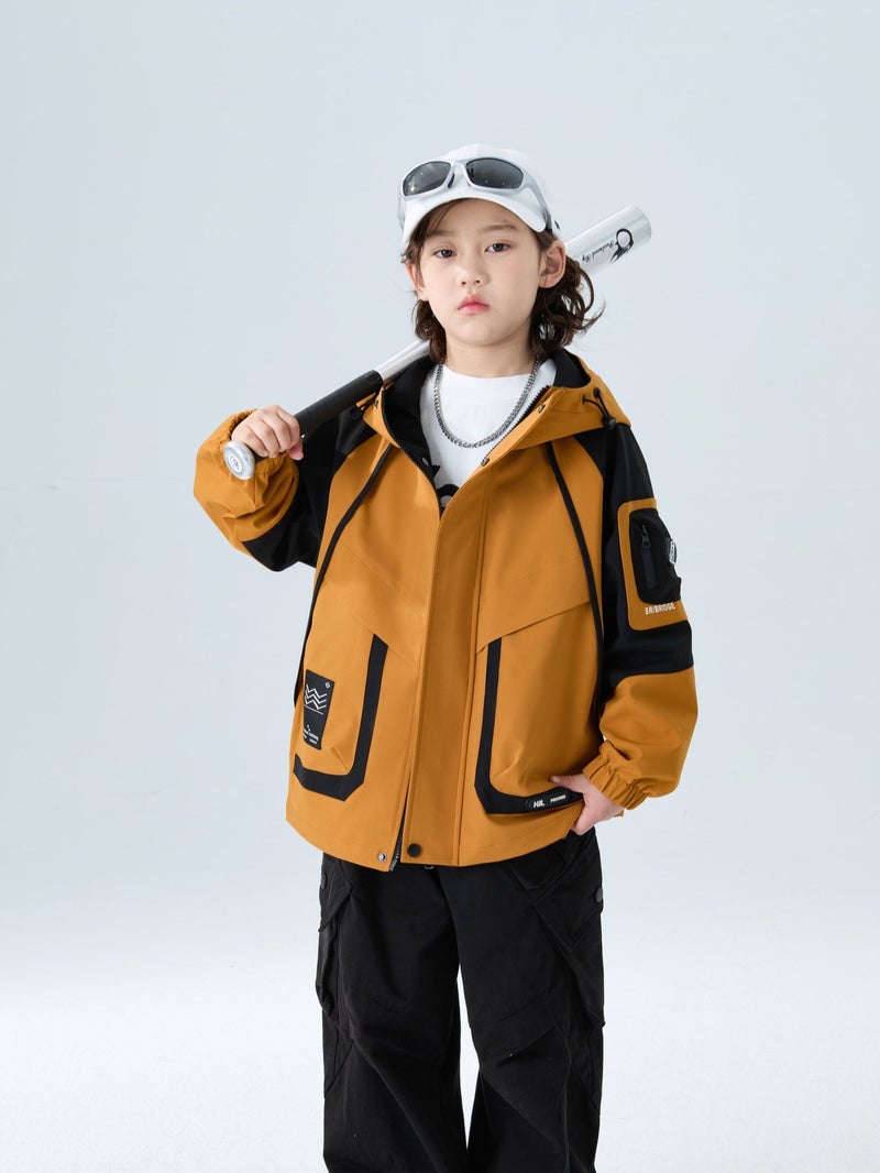 Boys' Coat New Boys' Trendy Stitching Top For Big Boys And Boys Hooded Russo Trendy - Image 2