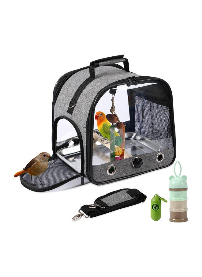 Neostyle Bird Carrier Bag Set,Foldable Bird Travel Bag,Parrot Carrier with Stand, Lightweight Birdcage with Food Tray and Water Bottle(6pcs)  - Image 1