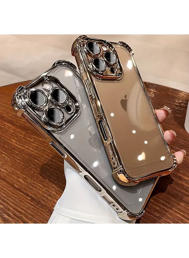غطاء شفاف مقاوم للصدمات من الأكريليك الأسود لهاتف iPhone 12 مع حامي عدسة وزوايا معززة - Image 5
