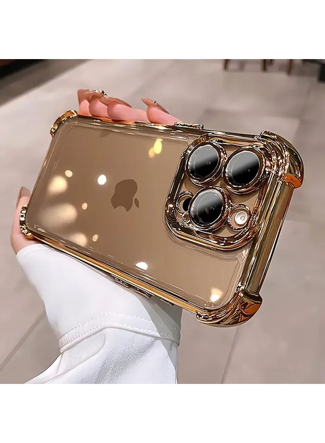 غطاء شفاف مقاوم للصدمات من الأكريليك الأسود لهاتف iPhone 12 مع حامي عدسة وزوايا معززة - Image 2