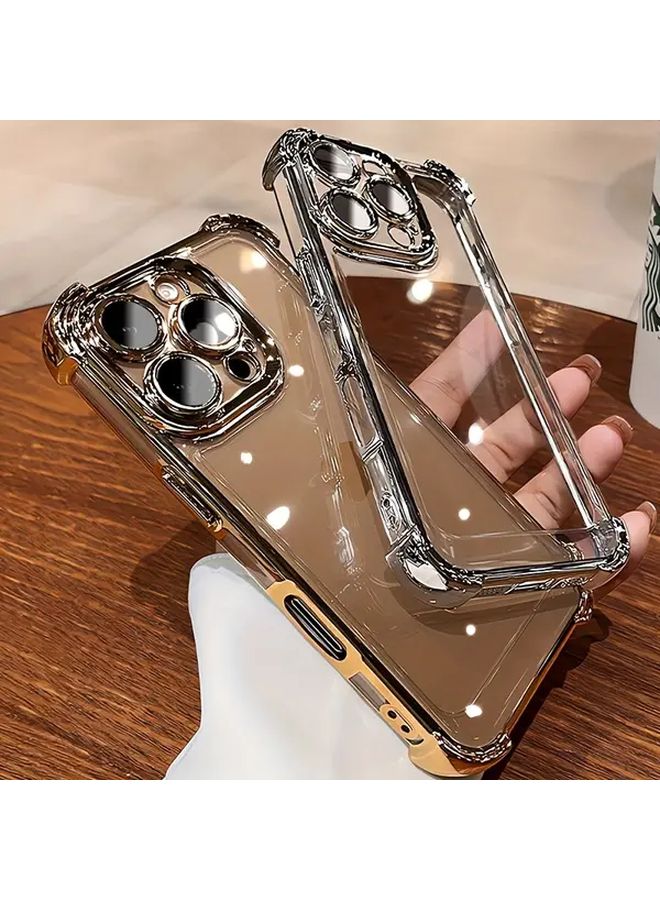 غطاء شفاف مقاوم للصدمات من الأكريليك الأسود لهاتف iPhone 12 مع حامي عدسة وزوايا معززة - Image 4