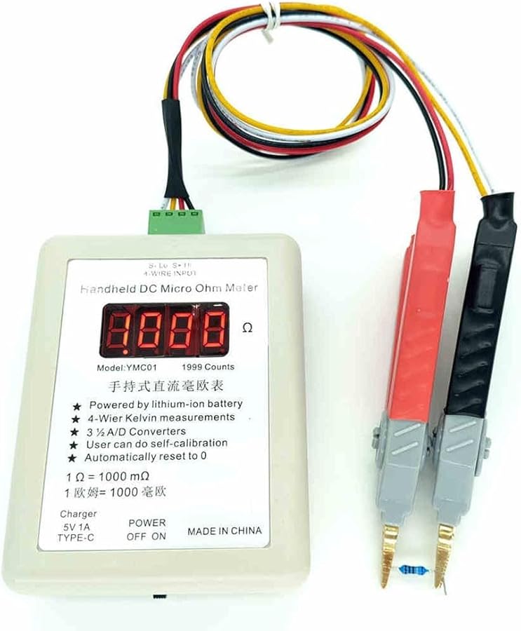 YMC01 Handheld Milliohm Meter Low Resistance Tester Four Wire Kelvin Large Clip 2R - Image 2