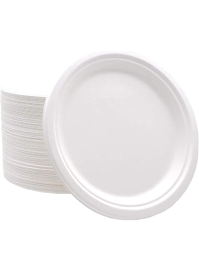 Raxoom Friendly Bagasse Biodegradable Plate 9 Inch Disposable, Made From 100% Sugarcane Plates, Natural Alternative To Paper Plate, Everyday Tableware, Heavy Duty Microwaveable  12 Pieces. - Image 1