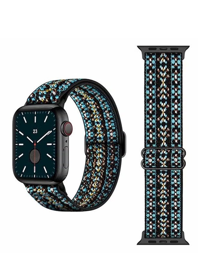 Happy D Funky Adjustable Braided Solo Band For Apple Watch Series 6/SE/5/4/3/2/1 44/42mm Blue - Image 1