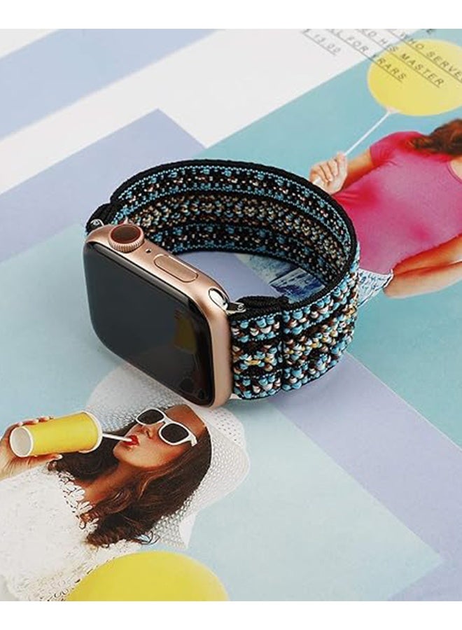 Happy D Funky Adjustable Braided Solo Band For Apple Watch Series 6/SE/5/4/3/2/1 44/42mm Blue - Image 3