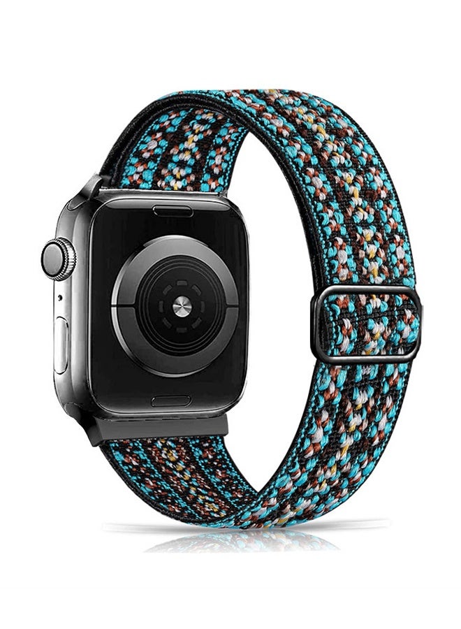 Happy D Funky Adjustable Braided Solo Band For Apple Watch Series 6/SE/5/4/3/2/1 44/42mm Blue - Image 2