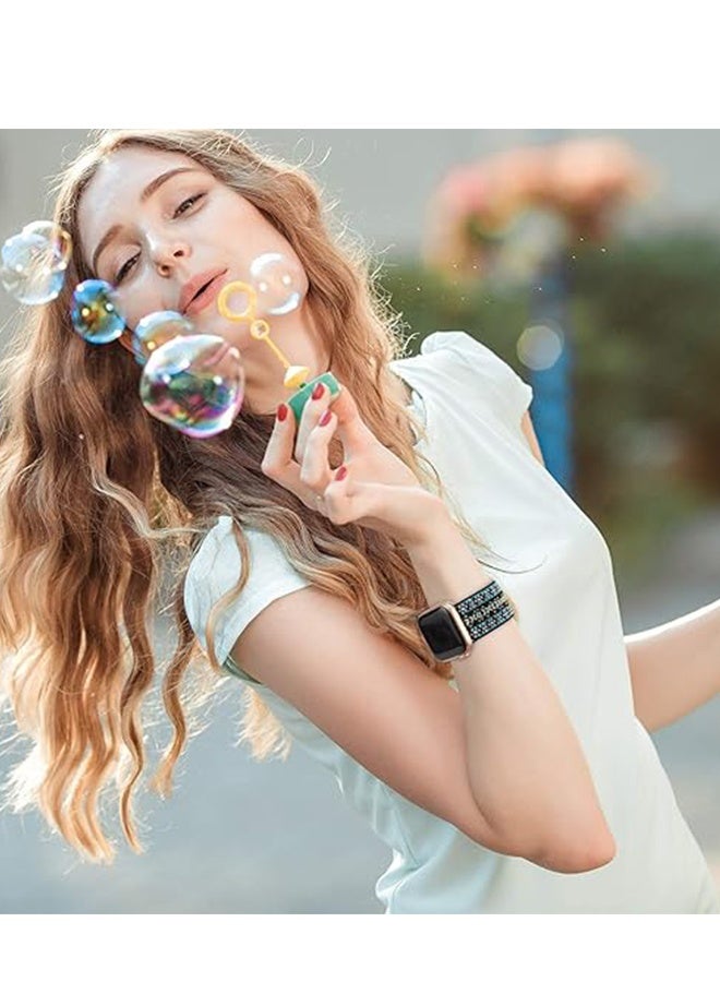 Happy D Funky Adjustable Braided Solo Band For Apple Watch Series 6/SE/5/4/3/2/1 44/42mm Blue - Image 4