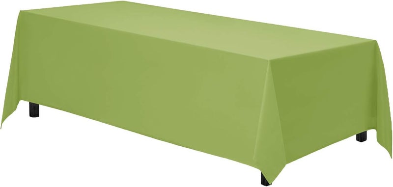 Gee Di Moda Updated modern design Rectangle Tablecloth - 70 x 120 Inch Apple Green Table Cloth for 6 or 8 Foot Rectangle Table - Heavy Duty Washable Fabric - for Buffet Table, Holiday Party, Dinner, Wedding & Baby Shower Stackable design - Image 2