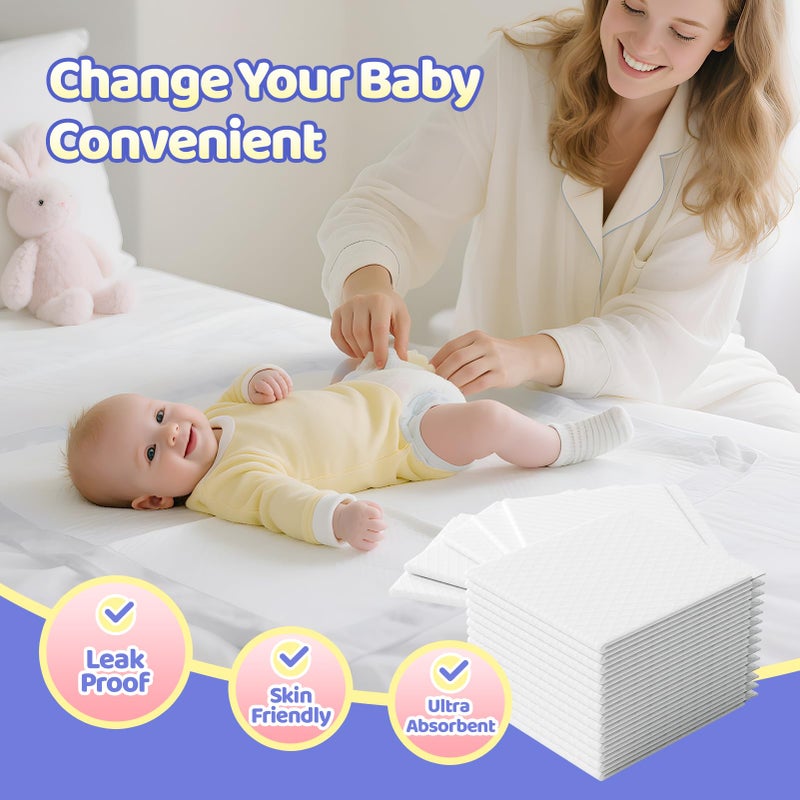 Buyockss Disposable Changing Pad Liners 100 Count - 13x18 Inches Ultra Soft Super Absorbent Waterproof Baby Diaper Changing Pads White - Leak Proof Baby Changing Mat Liners for Home & Travel - Image 5