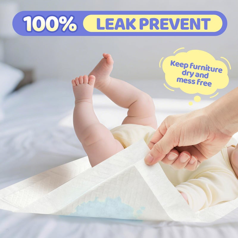 Buyockss Disposable Changing Pad Liners 100 Count - 13x18 Inches Ultra Soft Super Absorbent Waterproof Baby Diaper Changing Pads White - Leak Proof Baby Changing Mat Liners for Home & Travel - Image 2