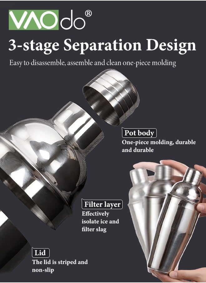 VAOdo 12PCS Cocktail Shaker Set Boston Stainless Steel Bartender Kit with Wood Stand  Professional Tools for Drink Mixing for Home Bar Party  - Image 3