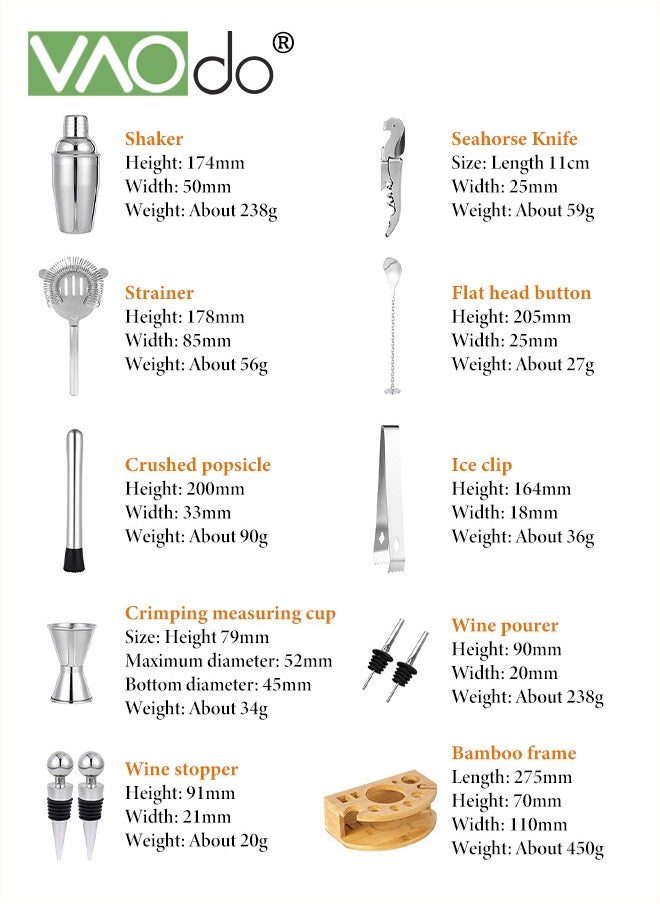 مجموعة مكونة من 12 قطعة من أدوات خلط الكوكتيل من الفولاذ المقاوم للصدأ مع حامل خشبي أدوات احترافية لخلط المشروبات لحفلات البار المنزلية - pzsku/Z035ACE02BD06248ECB51Z/45/_/1718699842/a6b75cdc-9a63-48e2-9dcf-38f45ec7a1b2