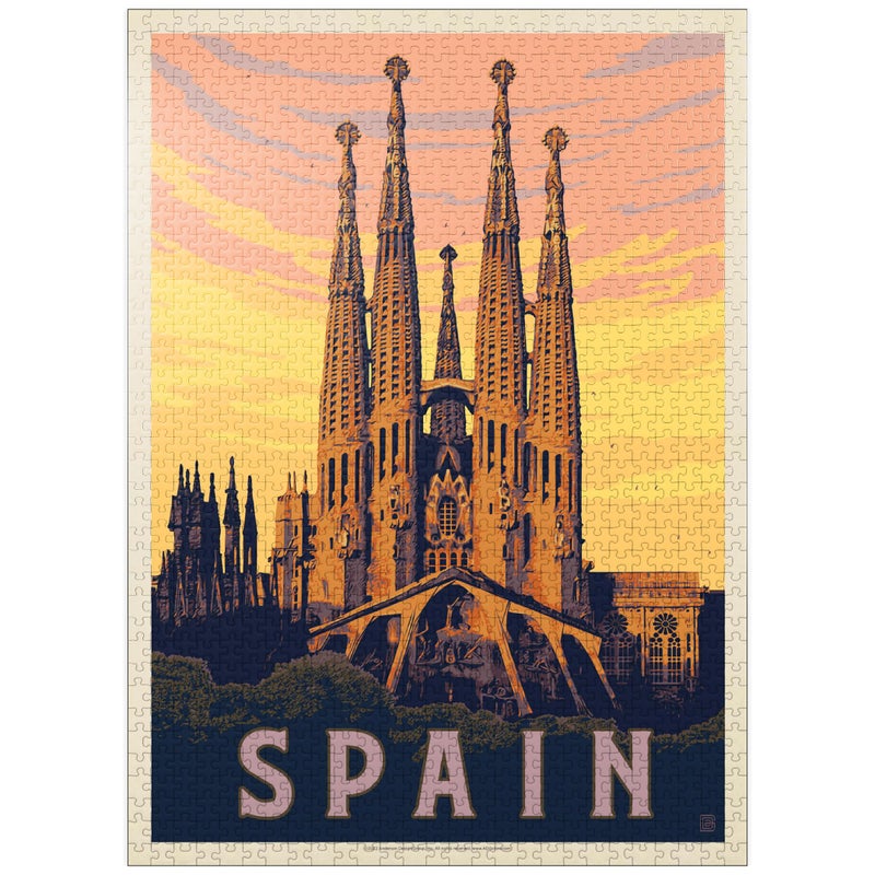 MyPuzzle.com MyPuzzle Spain Familia Sagrada Vintage Poster Premium 1000 Piece Jigsaw Puzzle for Adults - Image 3