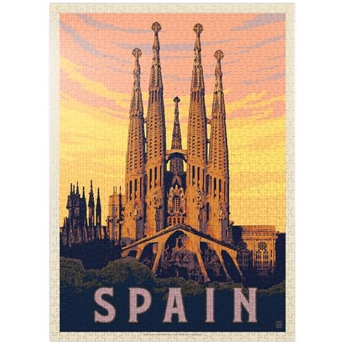MyPuzzle.com MyPuzzle Spain Familia Sagrada Vintage Poster Premium 1000 Piece Jigsaw Puzzle for Adults - Image 1