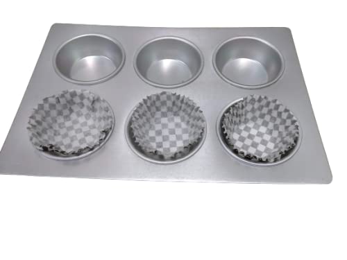 Bakers Pardise Aluminium 6 Cup MuffinCake Tray 10 Inches Silver with Mini Muffin Paper Cup Liners 10cm Set of 100 Pastry Brush - Image 2