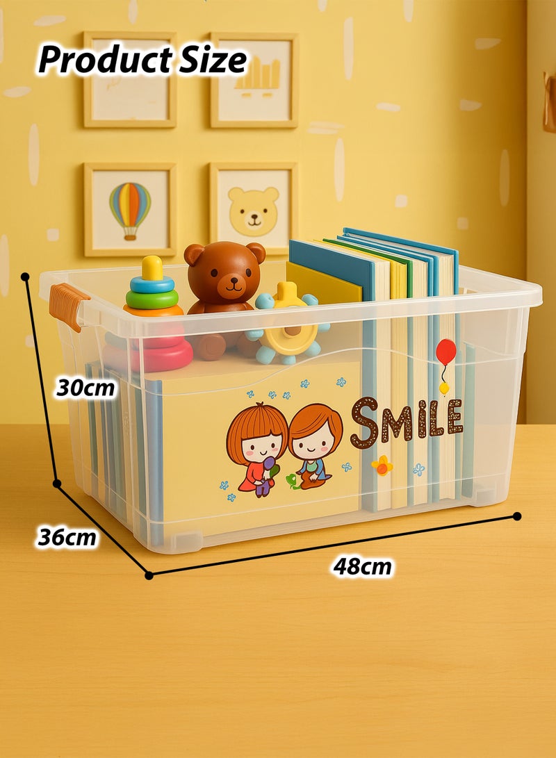 Toshionics 35L Plastic Storage Box with Lid & Wheels | Transparent Storage Container Bin Organizer for Clothes, Toys, Kitchen, Bedroom, Home & Office | Stackable PP Storage Case – Model T114612 - Image 4